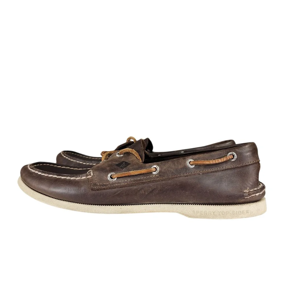 Sperry Top Sider Boat Shoe sz 12M Men Brown Leather STS13398 Preppy Dad Nautical
